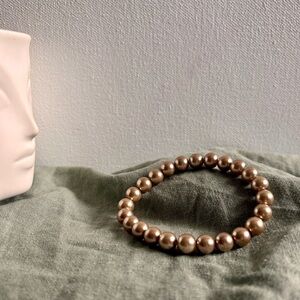 Pearl Beaded Stretch Bracelet in Champagne